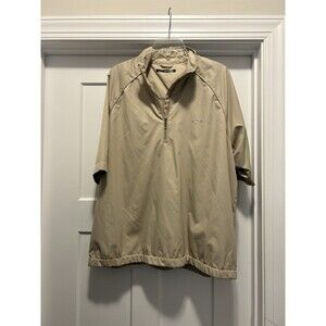 Greg Norman Mens Size Large Tan Khaki Short Sleeve Pullover Jacket Beige Golf